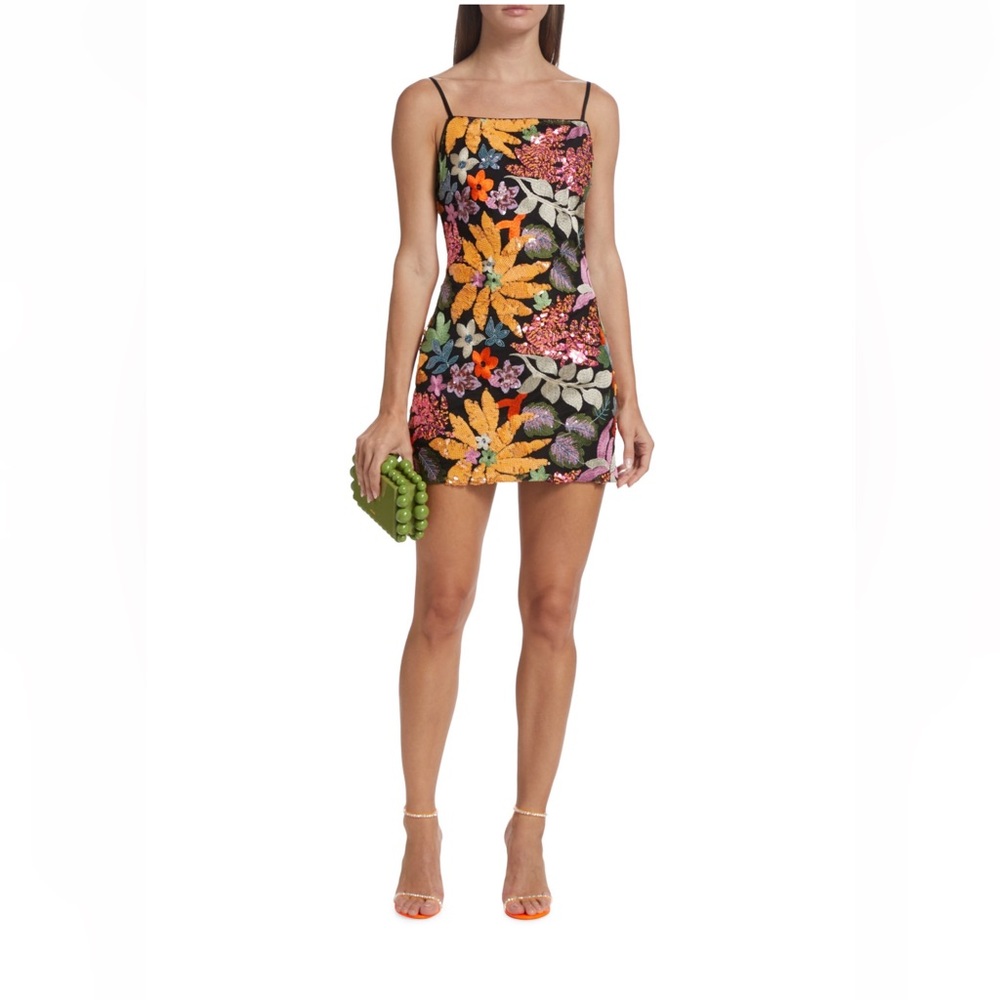 Ramy Brook Gio Sequined Floral-Embroidered Mini Dress MINT CONDITION. Worn Once